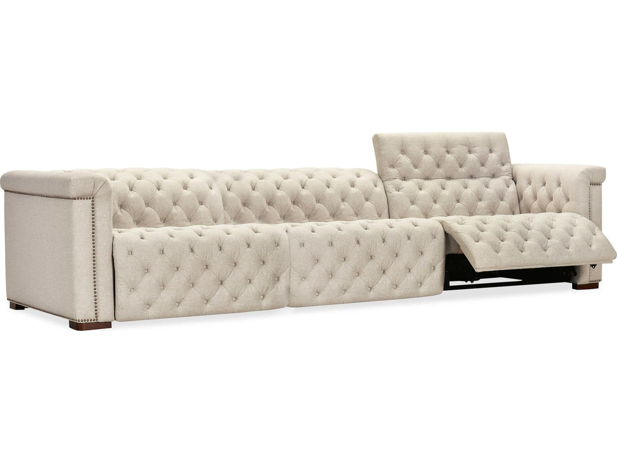 Savion Deux 3-Seat Power Reclining Fabric Sofa in Aries Beach Beige