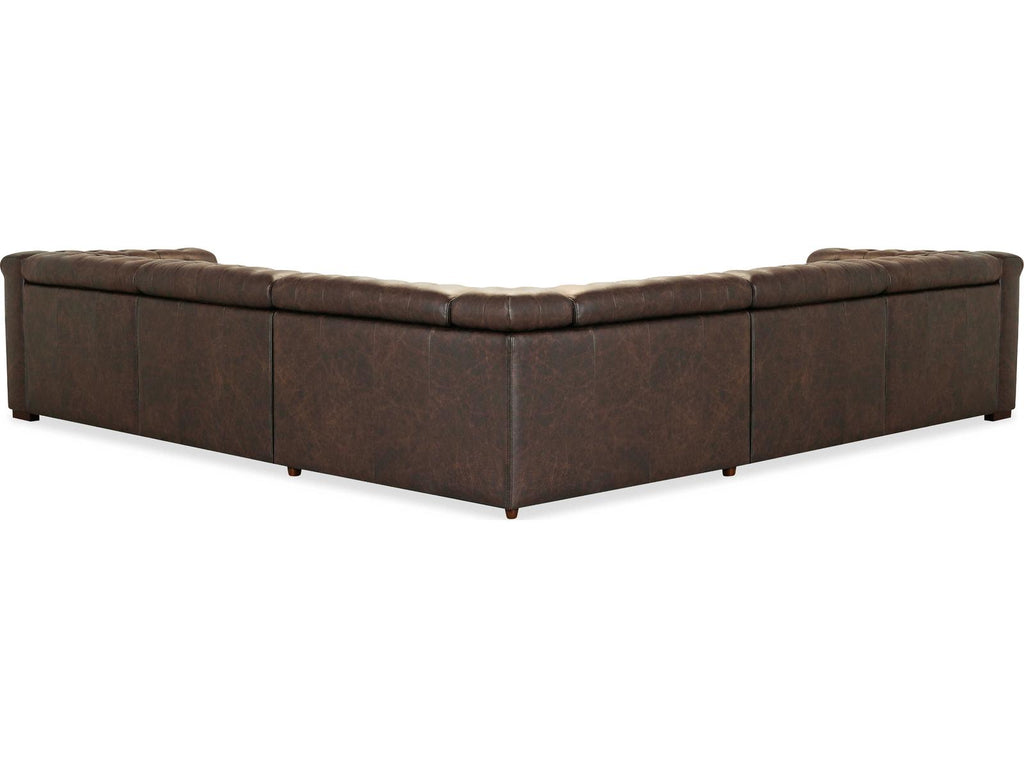 Savion Deux 5-Seat Power Reclining Leather Sectional in West Saddlewood Brown