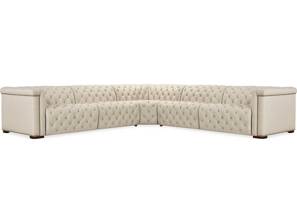 Savion Deux 5-Piece Power Reclining Sectional in Aries Beach Fabric