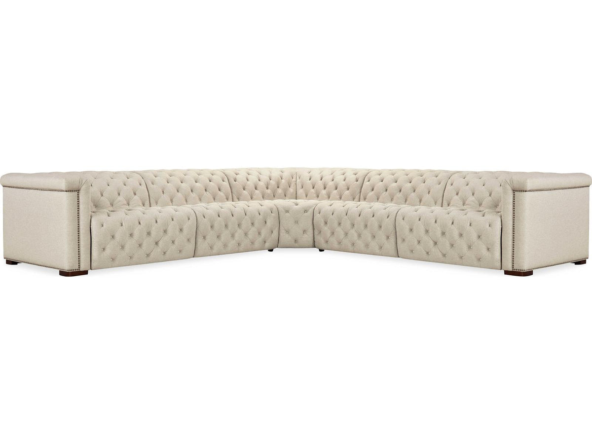 Savion Deux 5-Piece Power Reclining Sectional in Aries Beach Fabric