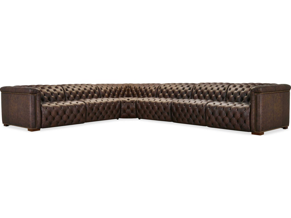 Savion Deux 6-Seat Power Reclining Sectional Sofa in West Saddlewood Leather
