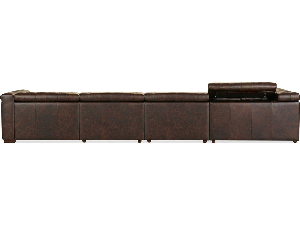 Savion Deux 6-Seat Power Reclining Sectional Sofa in West Saddlewood Leather