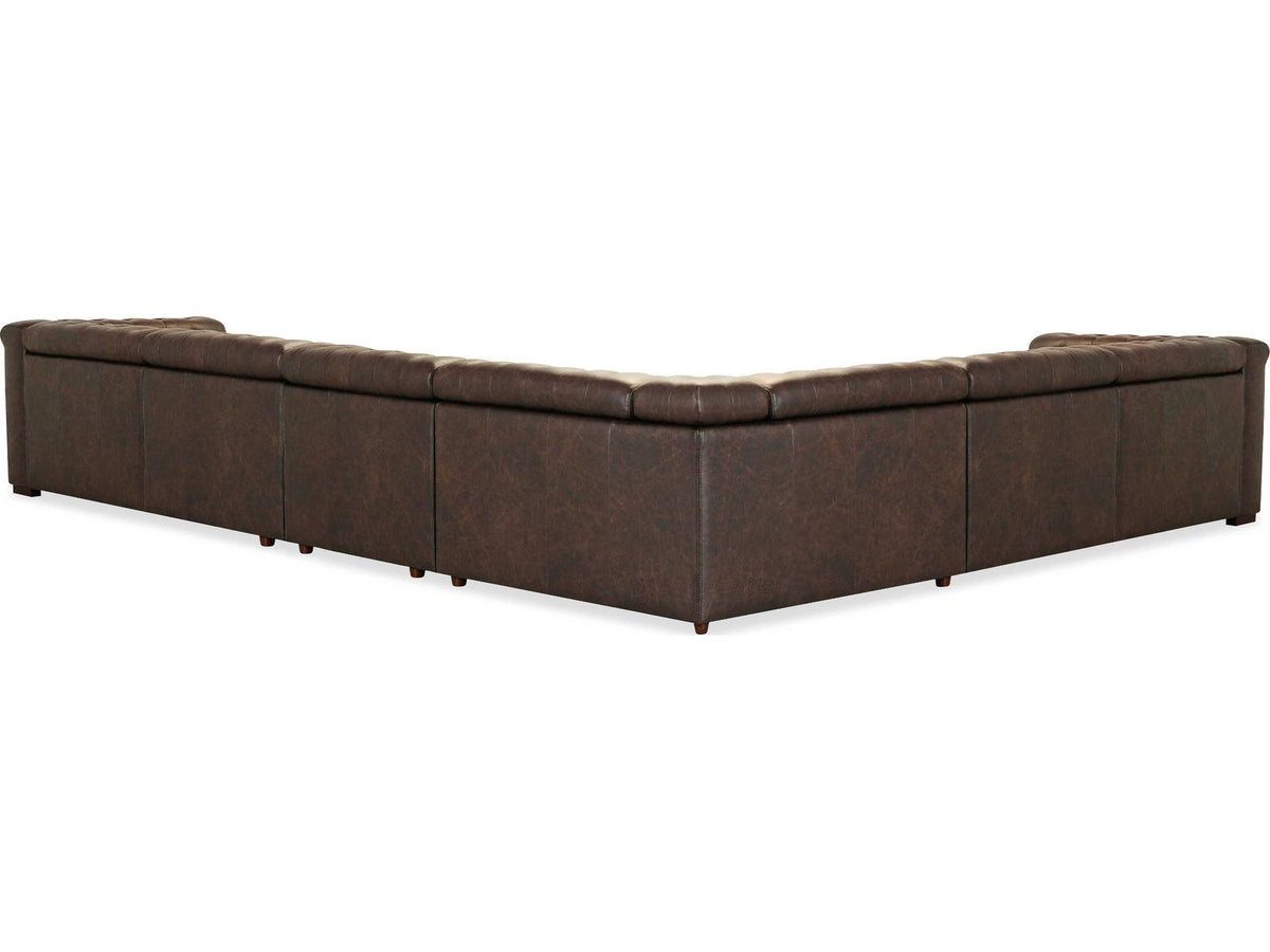 Savion Deux 6-Seat Power Reclining Sectional Sofa in West Saddlewood Leather
