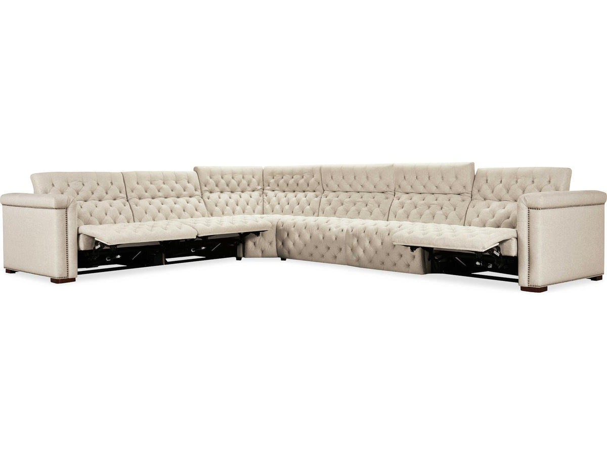 Savion Deux 6-Seat Power Reclining Fabric Sectional in Beige