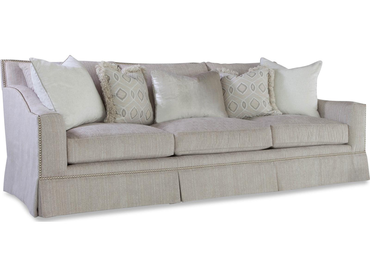 Aven Upholstered Sofa with Scalloped Back and Nailhead Trim