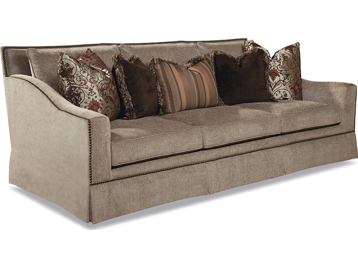 Aven Upholstered Sofa with Scalloped Back and Nailhead Trim