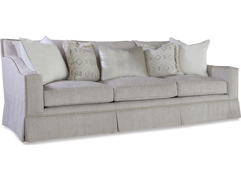 Aven Upholstered Sofa with Scalloped Back and Nailhead Trim