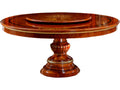 E-38 Round 59 Inch Wood Dining Table with Gold Inlay