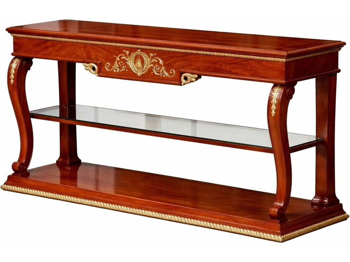 E-38 Rectangular Wood Console Table with Shelf