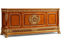 E-62 87 Inch Walnut Wood Sideboard with Gold Accents