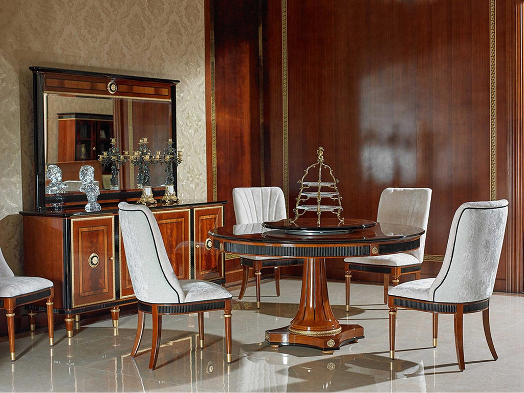 E-68 Round Wood Dining Table with Pedestal Base