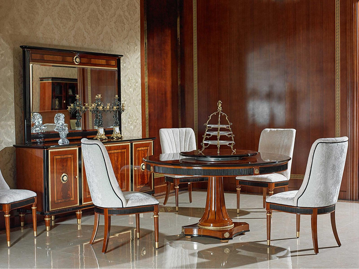 E-68 Round Wood Dining Table with Pedestal Base