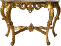 Fon Rectangular Marble Console Table in Antique Gold