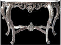 Fon Rectangular Marble Console Table with Silver Finish