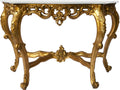 Fon Rectangular Marble Console Table in Antique Gold