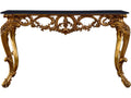 Fon Rectangular Marble Console Table in Antique Gold