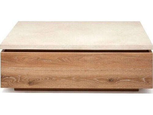Branford Square Storage Coffee Table in Saddle and Honey Marble