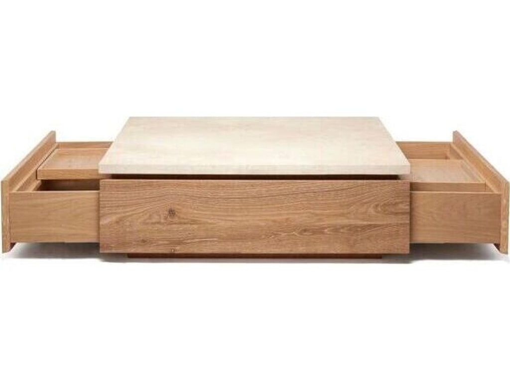 Branford Square Storage Coffee Table in Saddle and Honey Marble