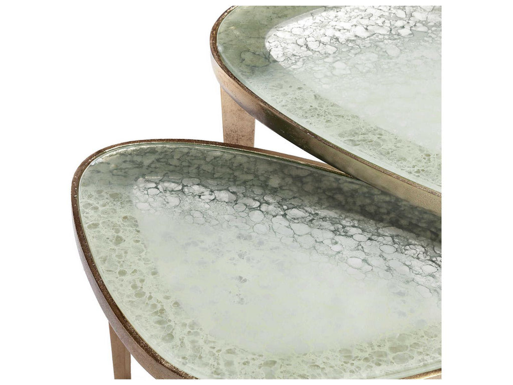 Glass Grey Sky Champagne Brass End Table