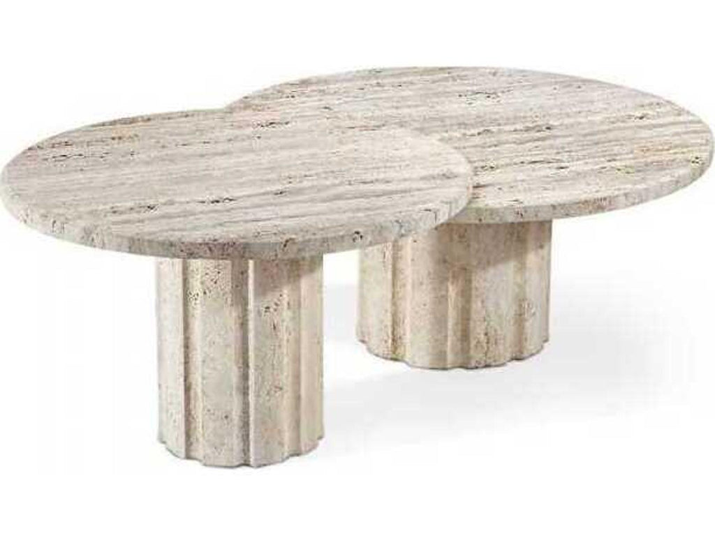 Amerigo Round Raw Travertine Coffee Table
