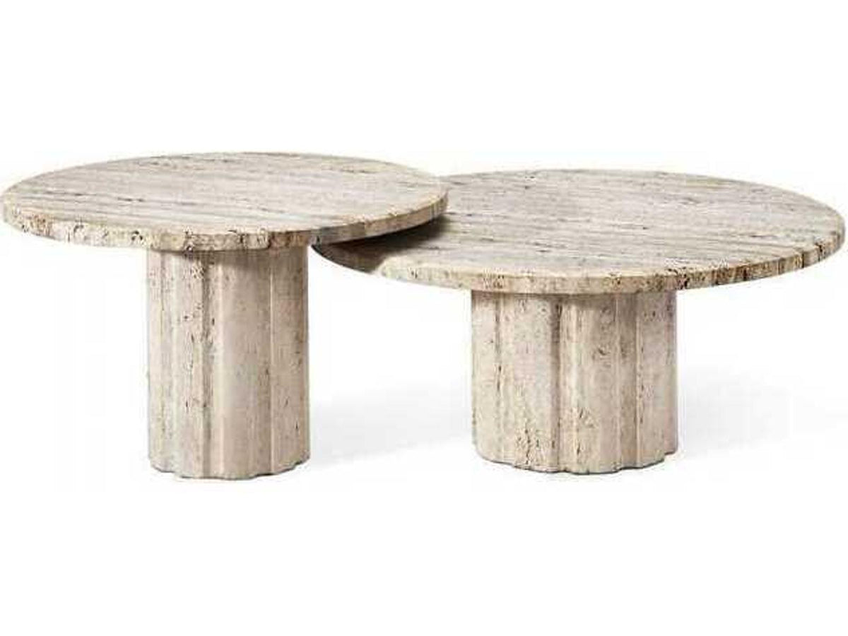 Amerigo Round Raw Travertine Coffee Table