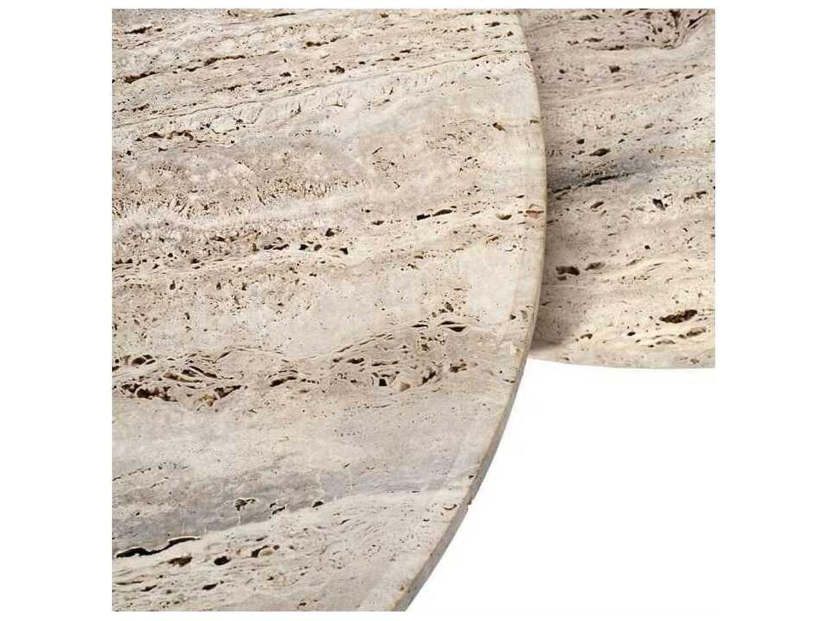 Amerigo Round Raw Travertine Coffee Table