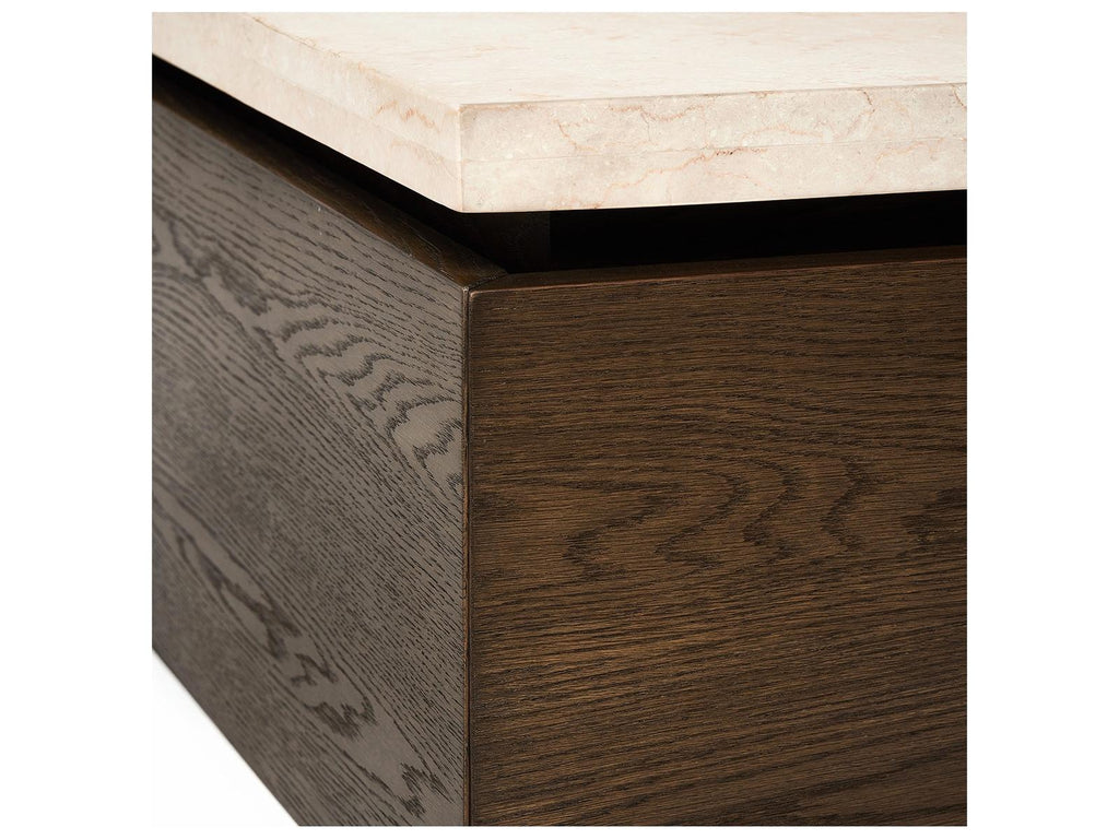 Branford Square Marble Honey Coffee Table with Mocha Oak Base