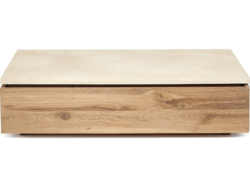 Branford Rectangular Marble Saddle Honey Coffee Table