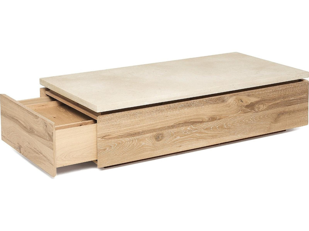Branford Rectangular Marble Saddle Honey Coffee Table