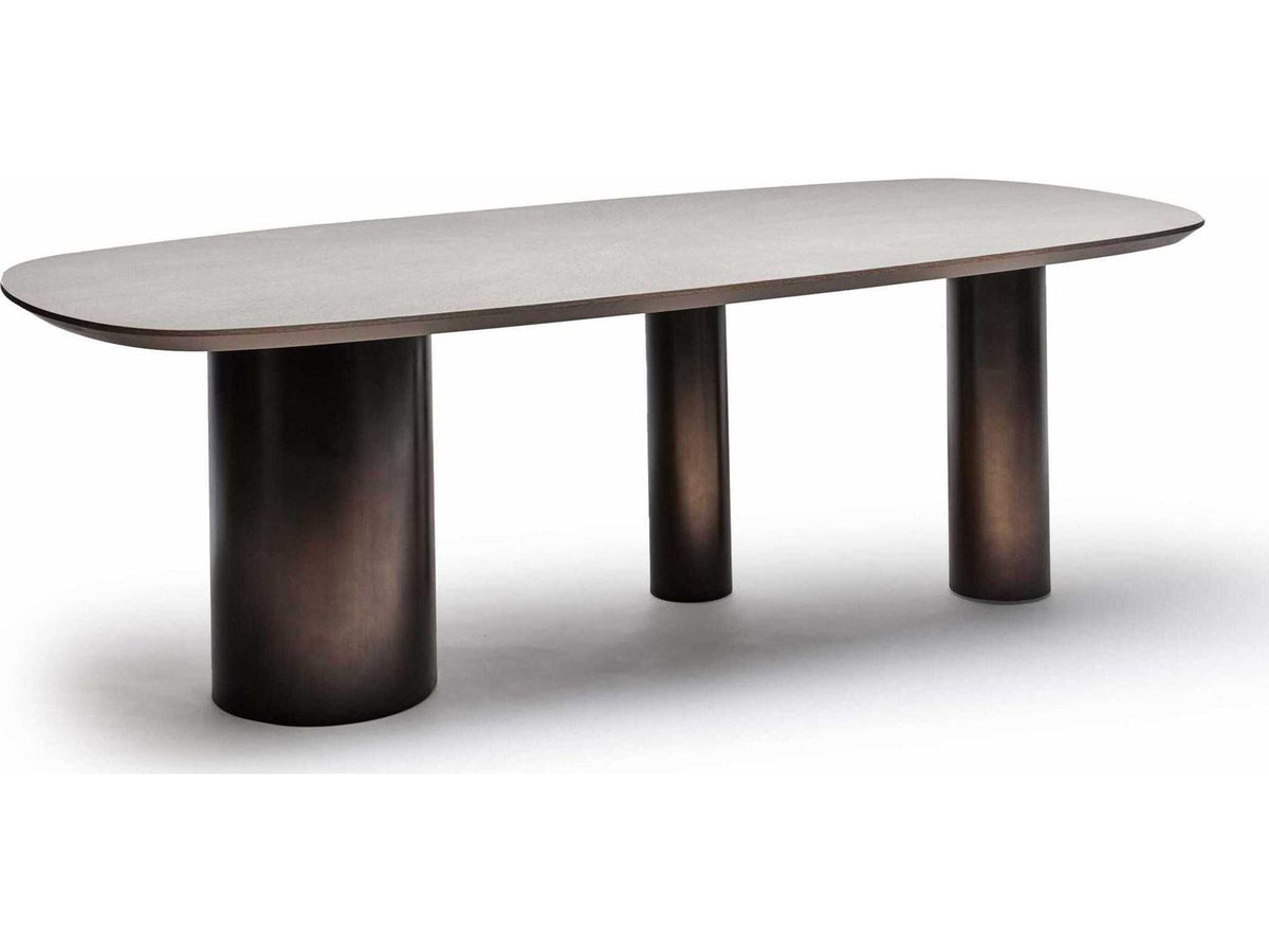 Becket Rectangular Oak Dining Table in Cliffside Grey and Classic Bronze