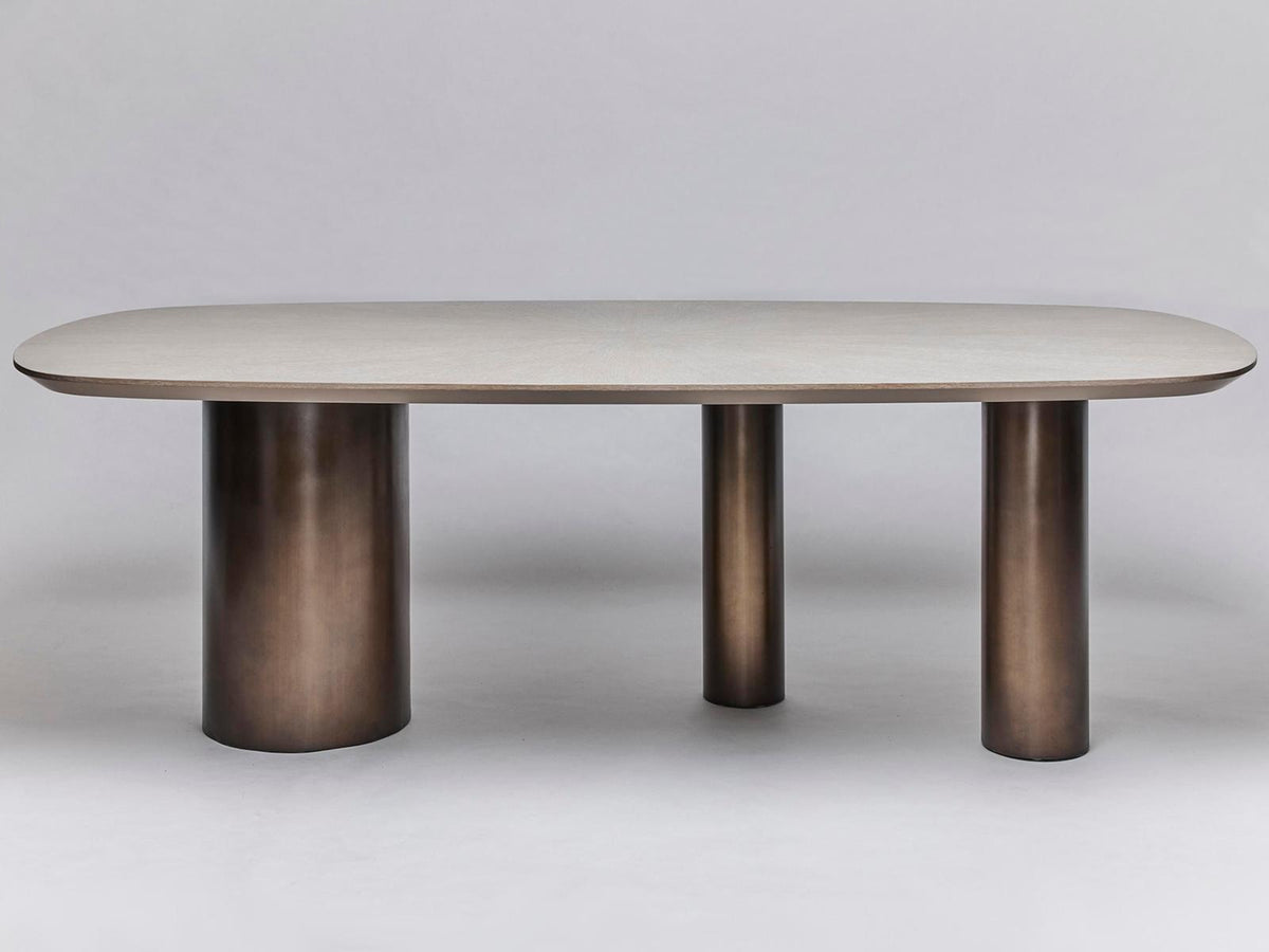 Becket Rectangular Oak Dining Table in Cliffside Grey and Classic Bronze