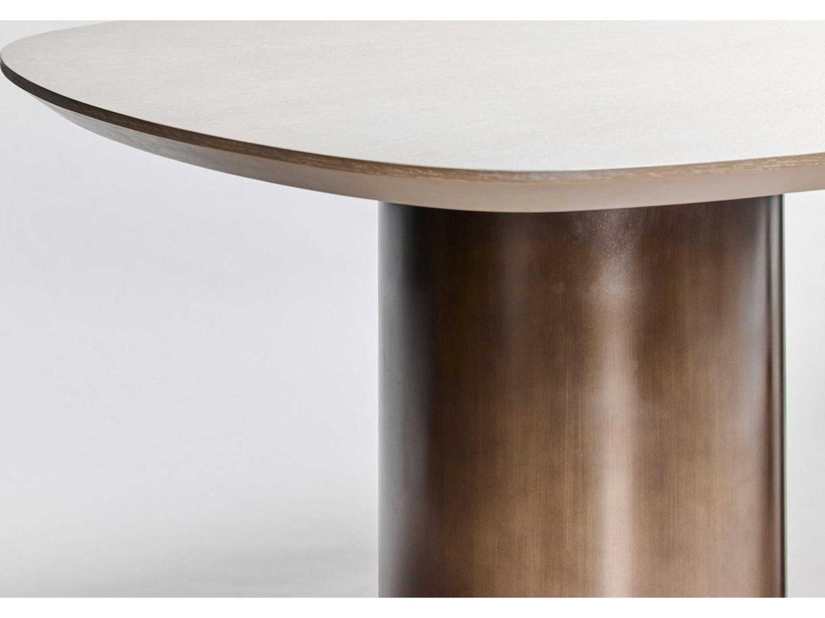 Becket Rectangular Oak Dining Table in Cliffside Grey and Classic Bronze