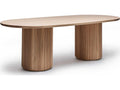 Laurel Oval Wood Saddle Dining Table with Fluted Pedestals