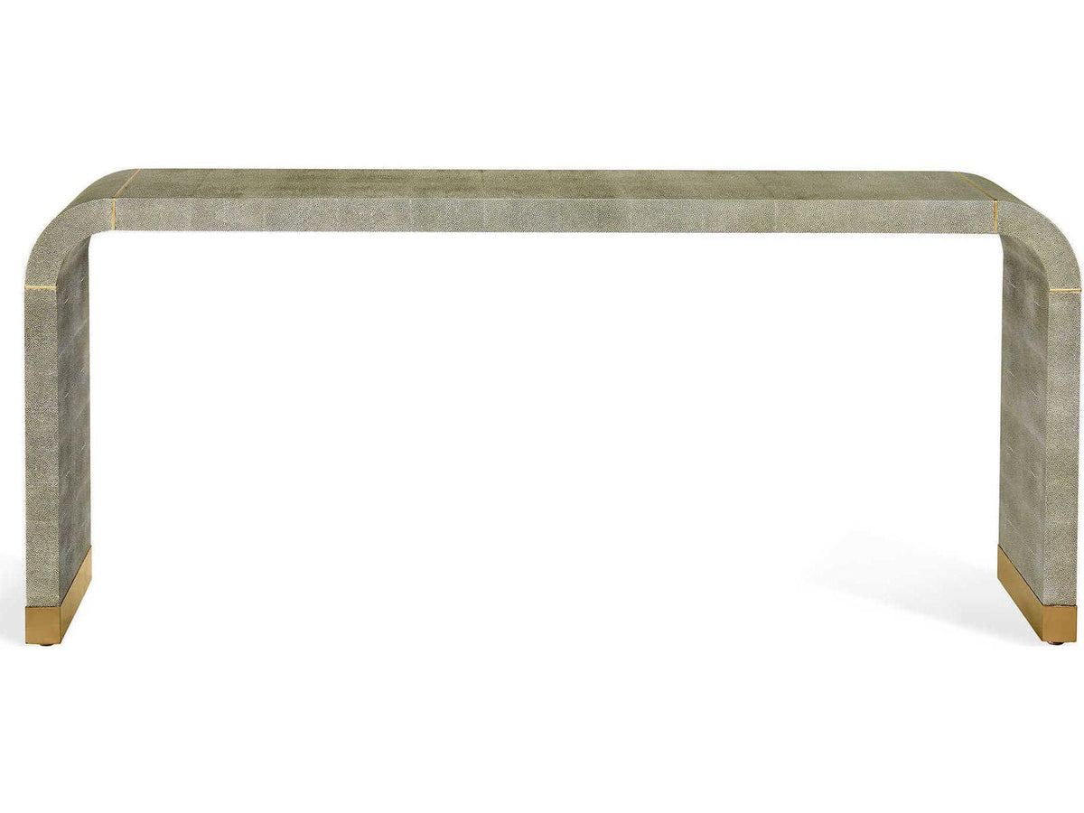 Sutherland Rectangular Console Table with Sorrel Grey Shagreen and Brushed Brass