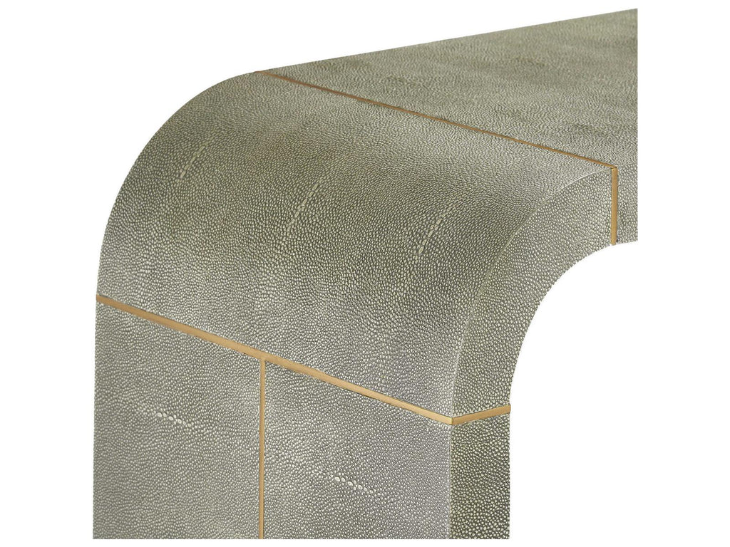 Sutherland Rectangular Console Table with Sorrel Grey Shagreen and Brushed Brass