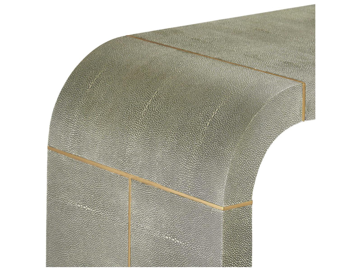 Sutherland Rectangular Console Table with Sorrel Grey Shagreen and Brushed Brass