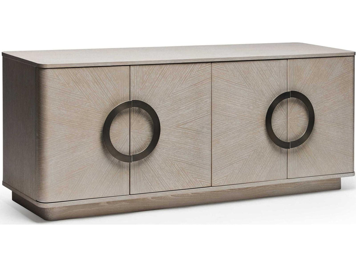 Cabot 71-Inch Oak Wood Sideboard with Brushed Steel Accents