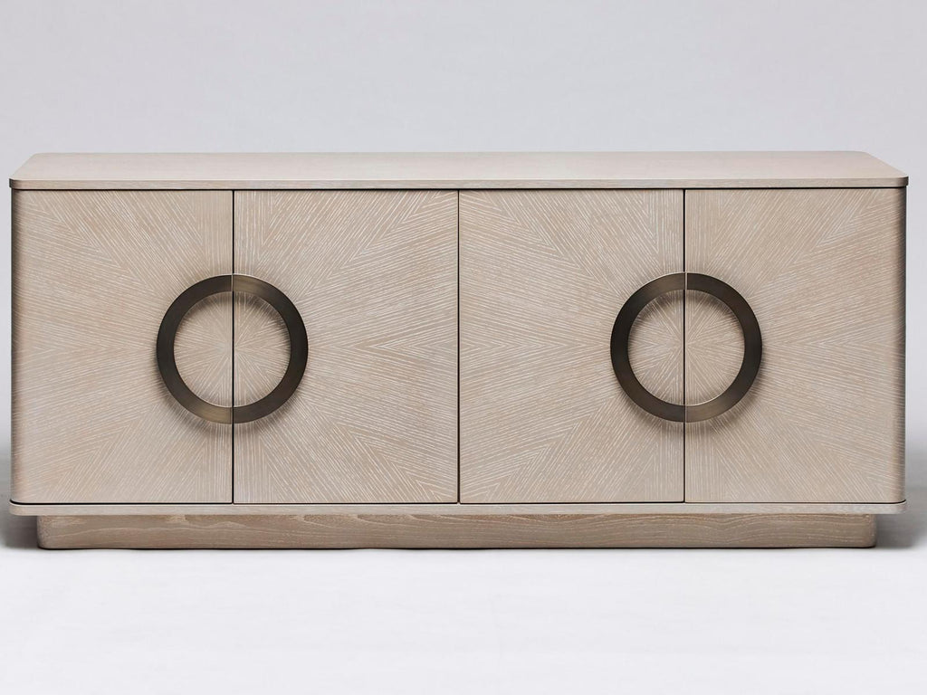 Cabot 71-Inch Oak Wood Sideboard with Brushed Steel Accents