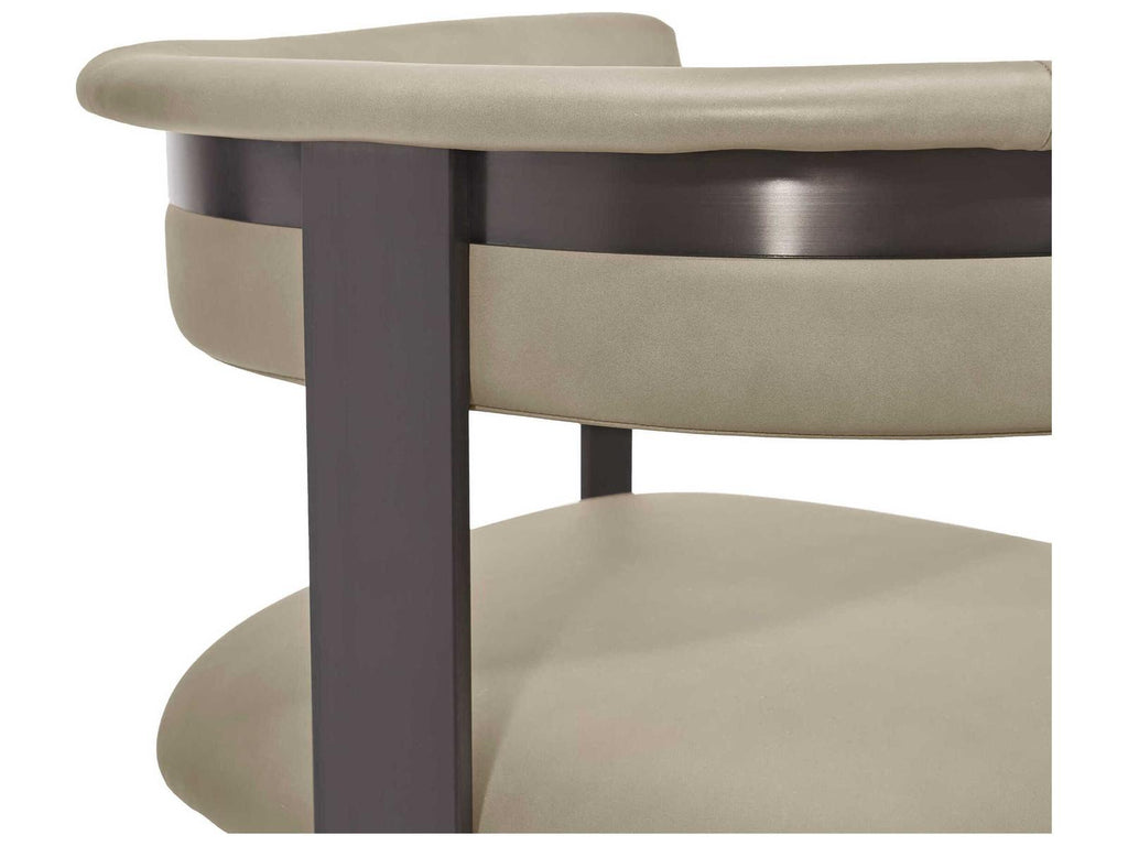 Darcy Leather Upholstered Arm Dining Chair in Beige and Graphite