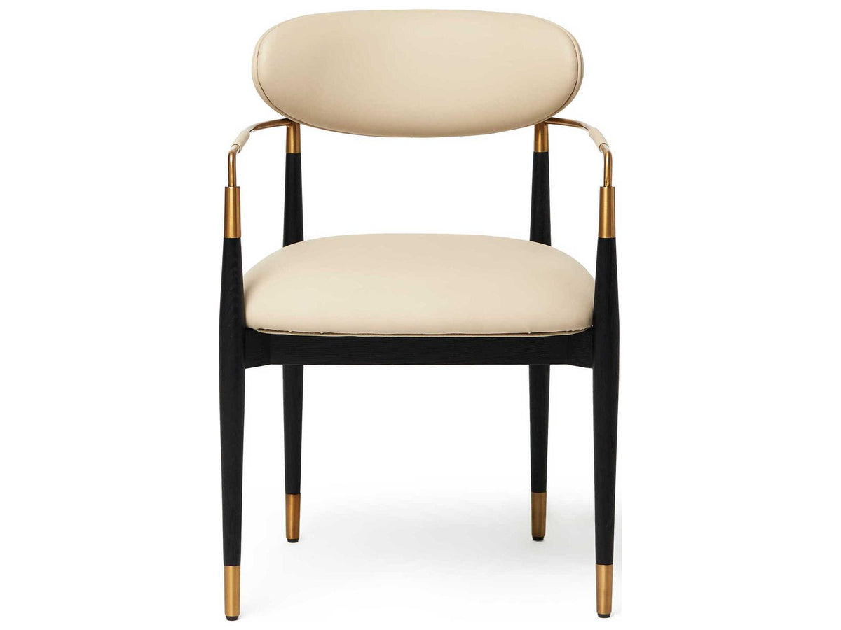Cidra Ash Wood Black Vegan Leather Arm Dining Chair