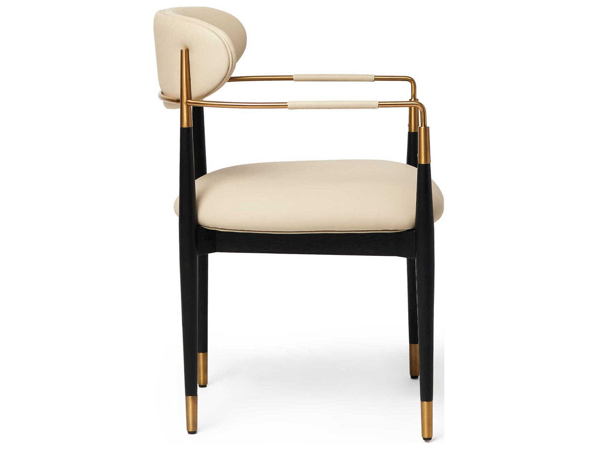 Cidra Ash Wood Black Vegan Leather Arm Dining Chair