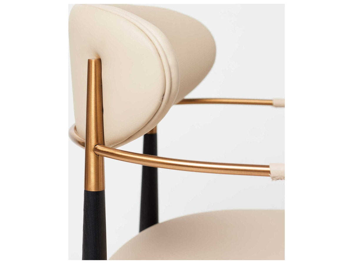 Cidra Ash Wood Black Vegan Leather Arm Dining Chair