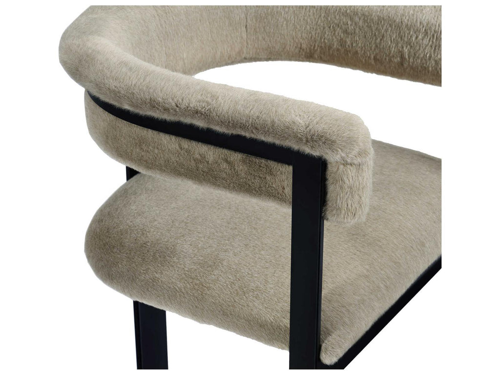 Darcy Faux Fur Arm Dining Chair in Cashmere Fawn