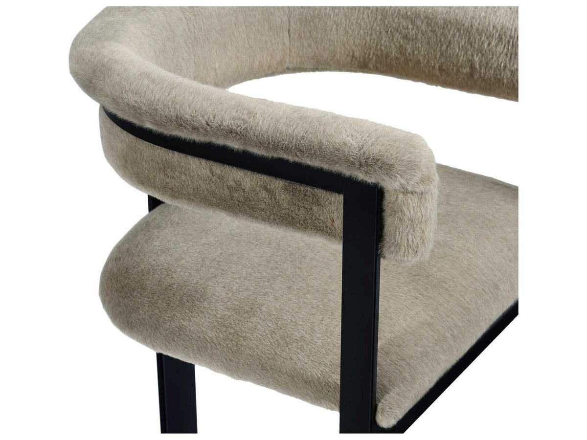 Darcy Faux Fur Arm Dining Chair in Cashmere Fawn
