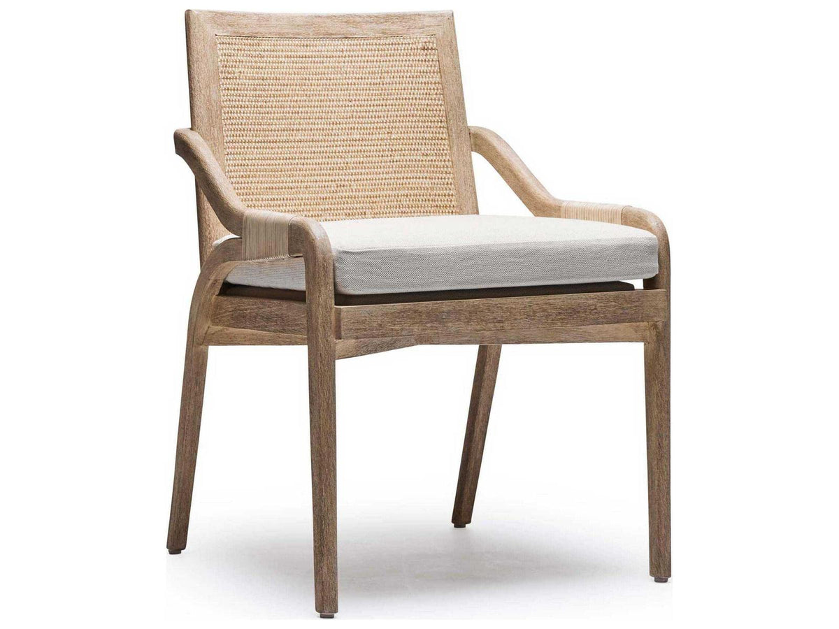 Delray Mahogany Wood Brown Upholstered Arm Dining Chair