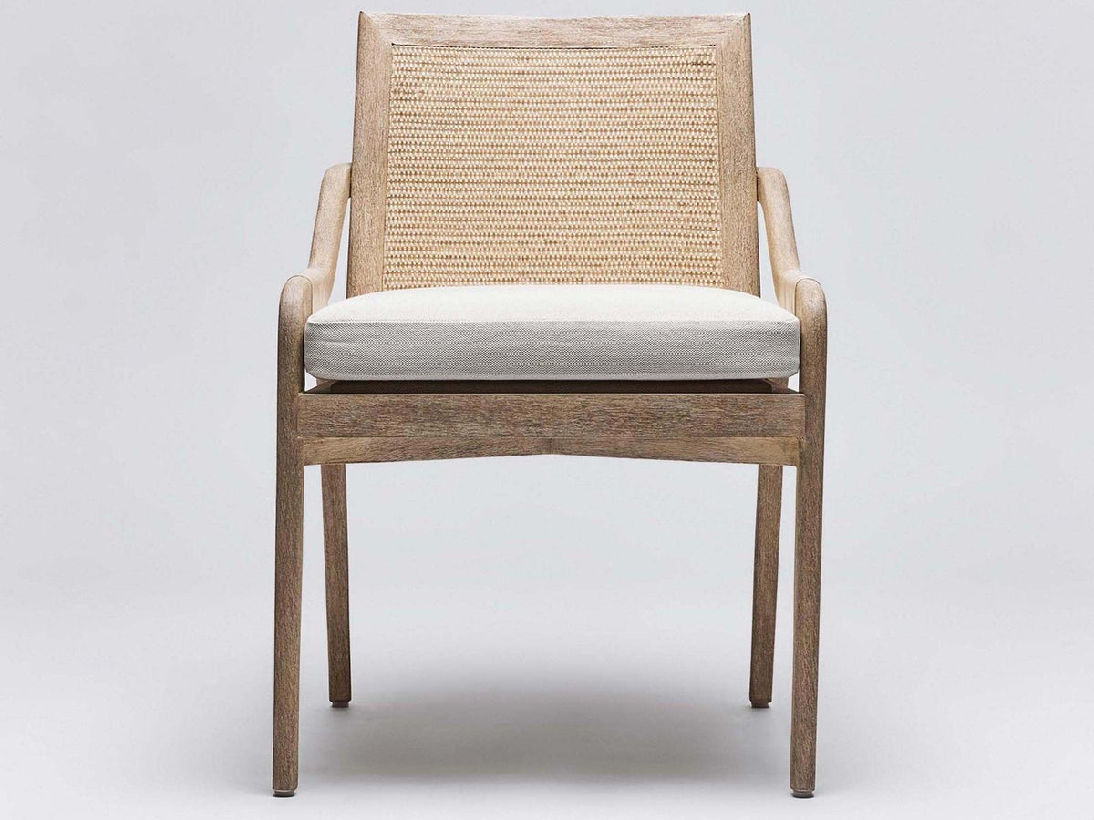 Delray Mahogany Wood Brown Upholstered Arm Dining Chair