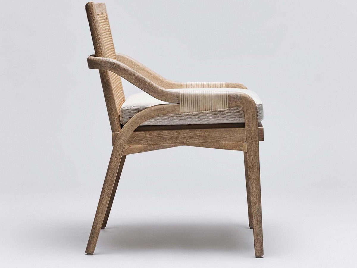 Delray Mahogany Wood Brown Upholstered Arm Dining Chair