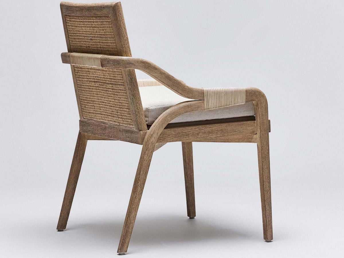 Delray Mahogany Wood Brown Upholstered Arm Dining Chair
