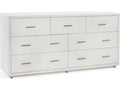 Livia 7-Drawer Double Dresser in Natural White with Antique Brass