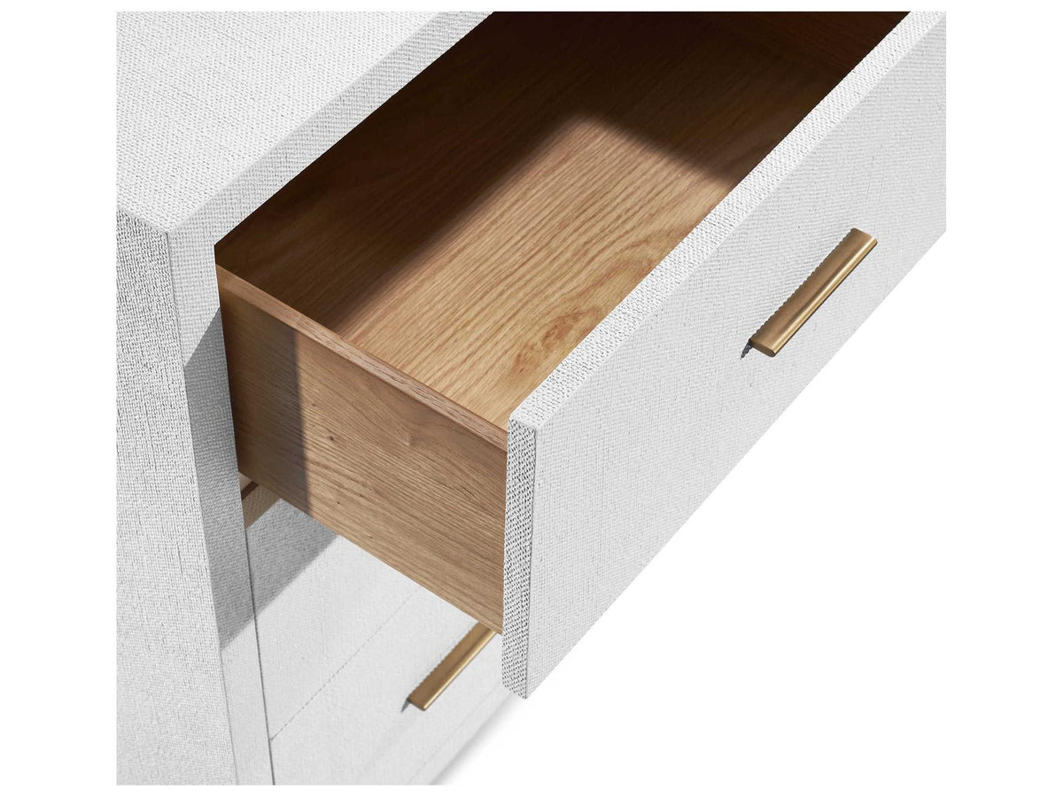 Livia 7-Drawer Double Dresser in Natural White with Antique Brass
